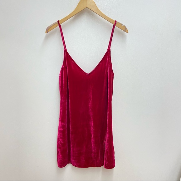 Reformation Lyza Rhubarb Velvet Silk Blend Spaghetti Strap Mini Dress size S - Picture 2 of 5